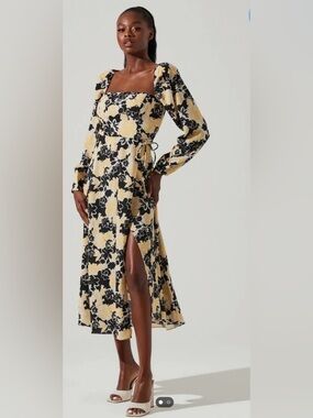 ASTR the Label Hayden Dress in Black & Yellow Floral